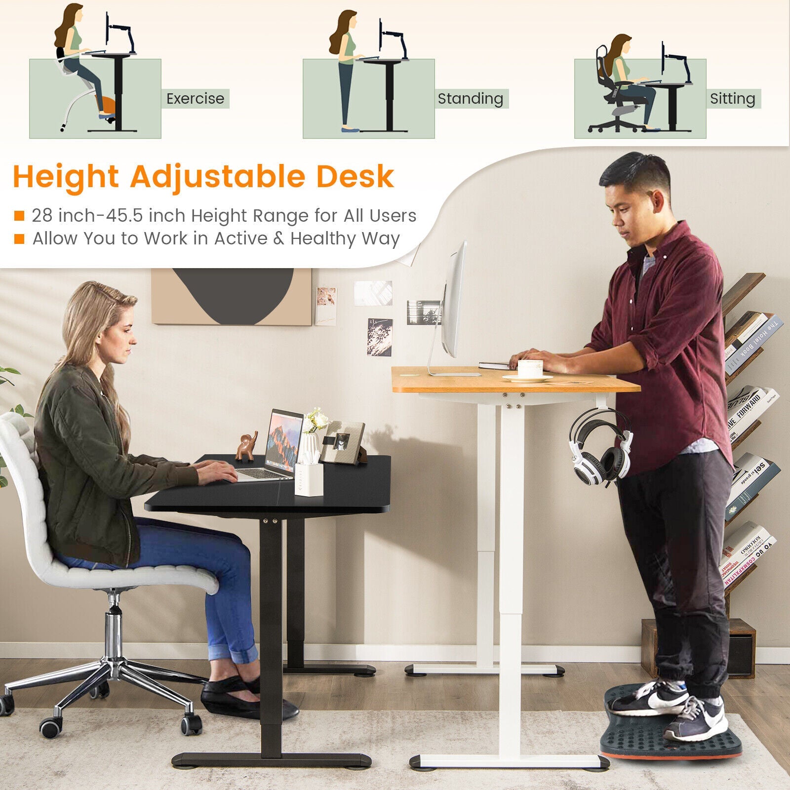 Electric Standing Desk Adjustable Stand up Computer Desk Anti-collision