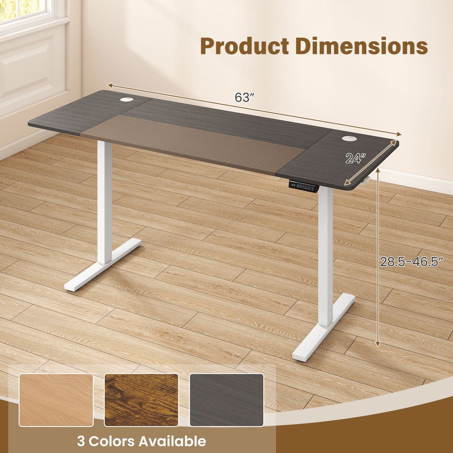 Electric Standing Desk 63x24 Inch with Memory Presets