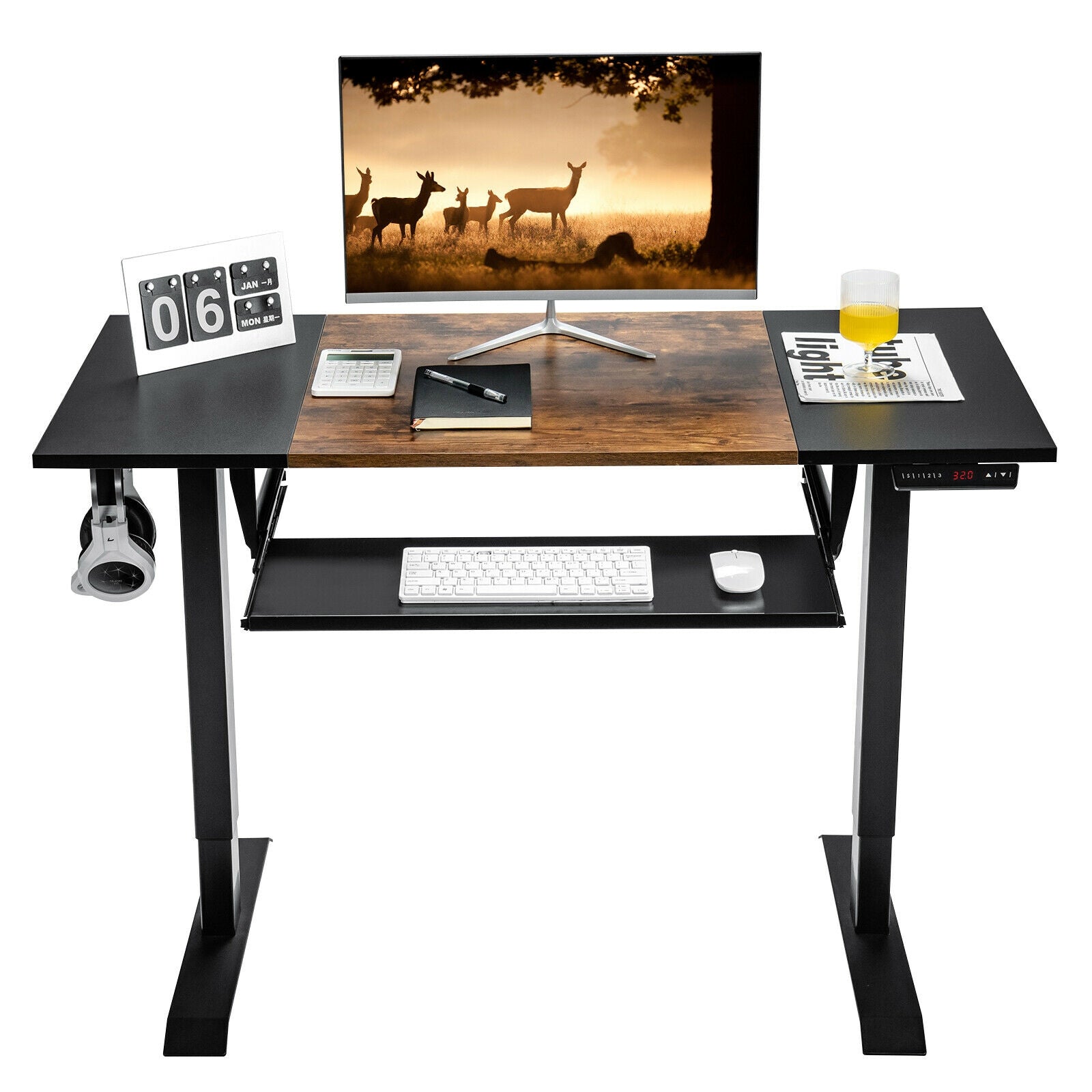 48 Inch Electric Sit to Stand Desk with Keyboard Tray