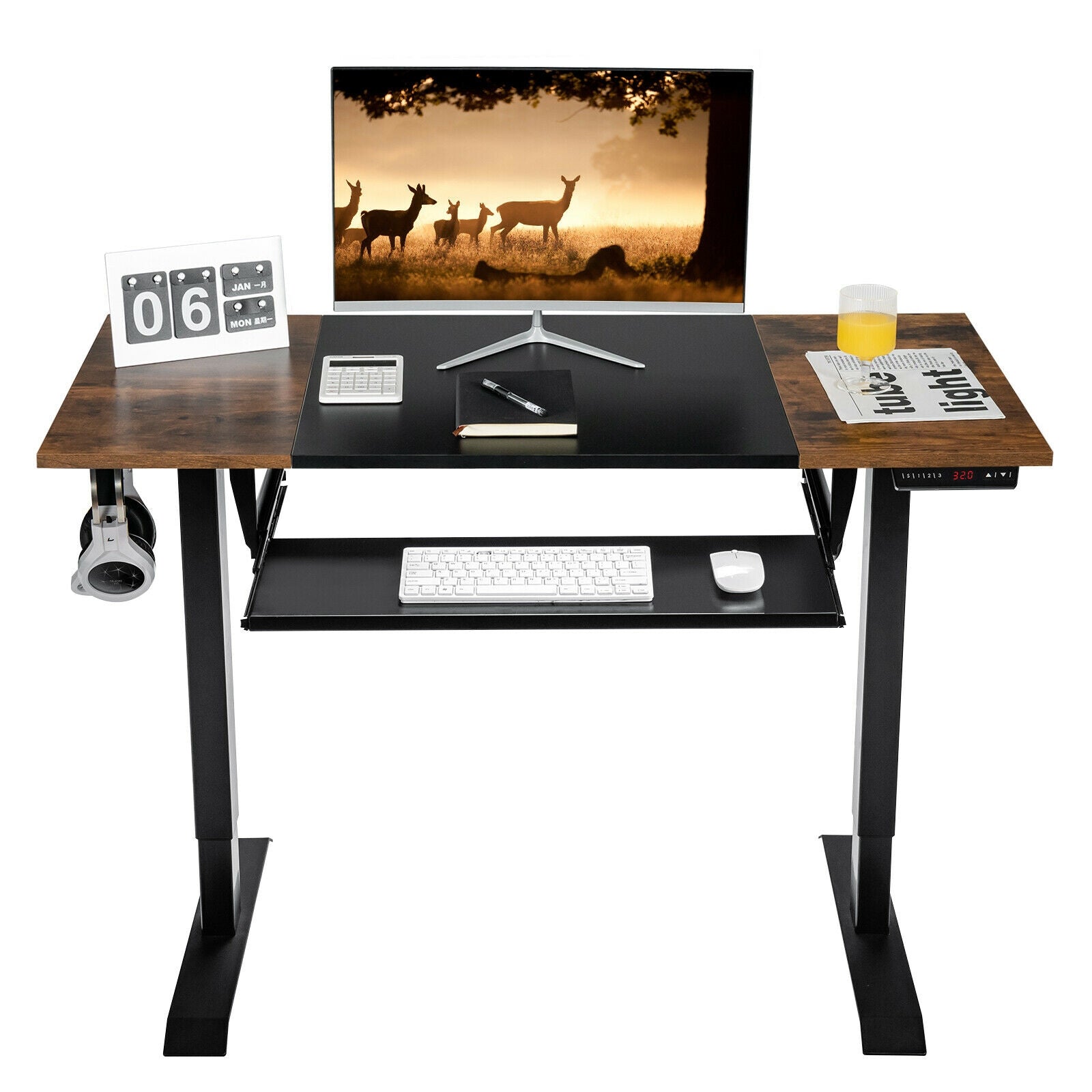 48 Inch Electric Sit to Stand Desk with Keyboard Tray