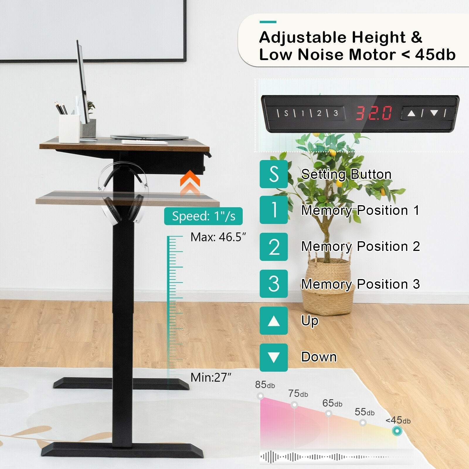 48 Inch Electric Sit to Stand Desk with Keyboard Tray