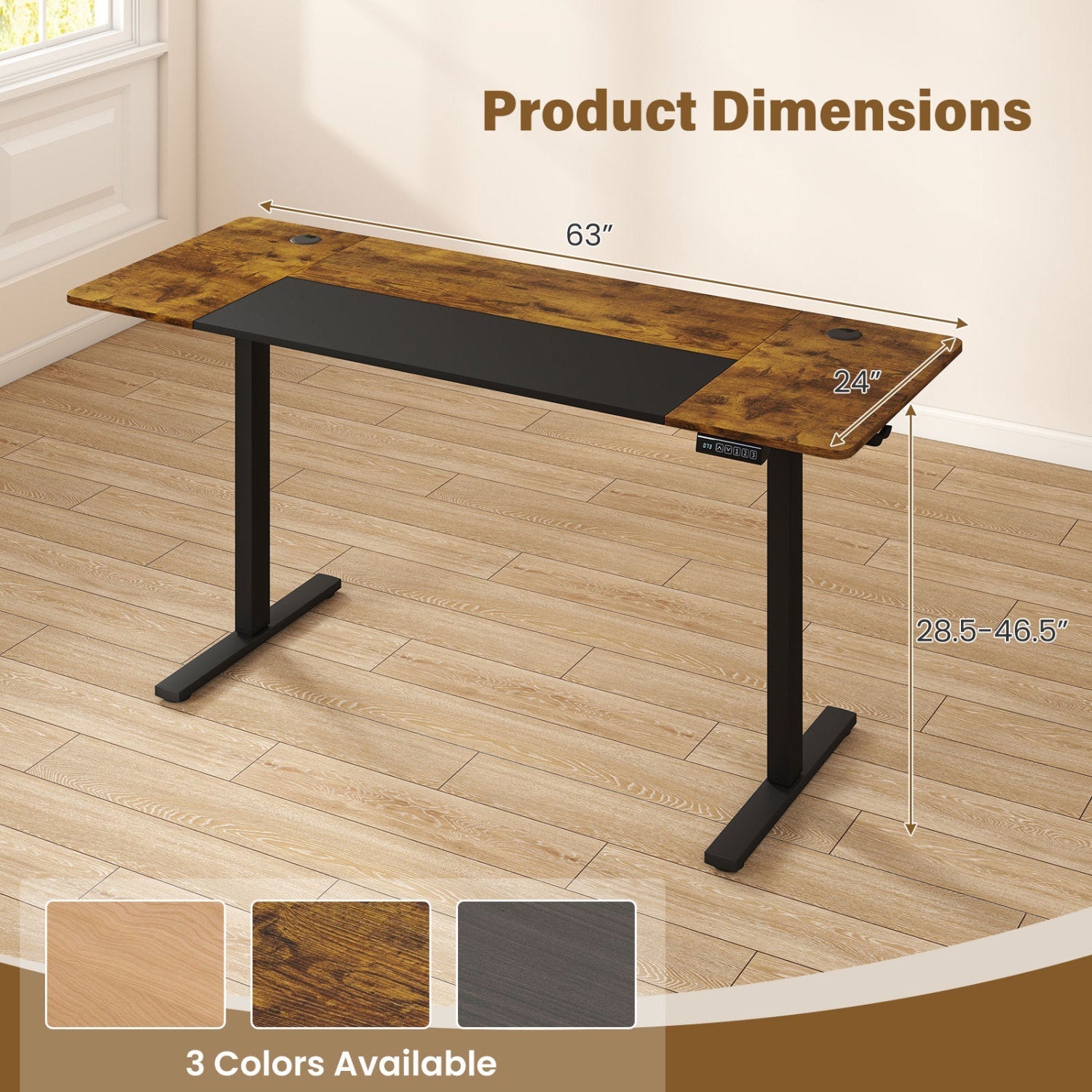 Electric Standing Desk 63x24 Inch with Memory Presets