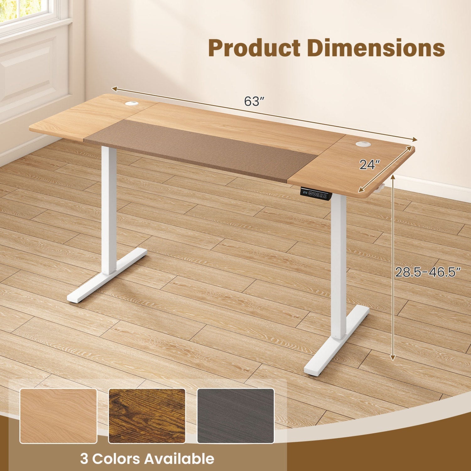 Electric Standing Desk 63x24 Inch with Memory Presets