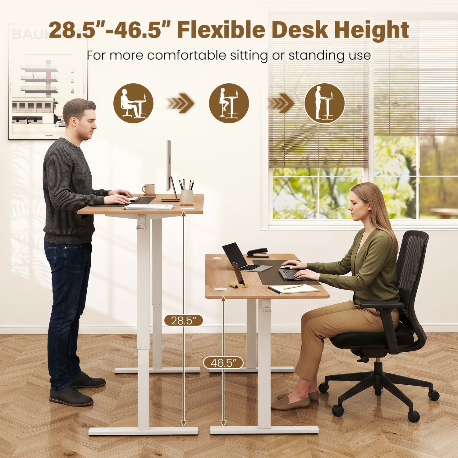Electric Standing Desk 63x24 Inch with Memory Presets