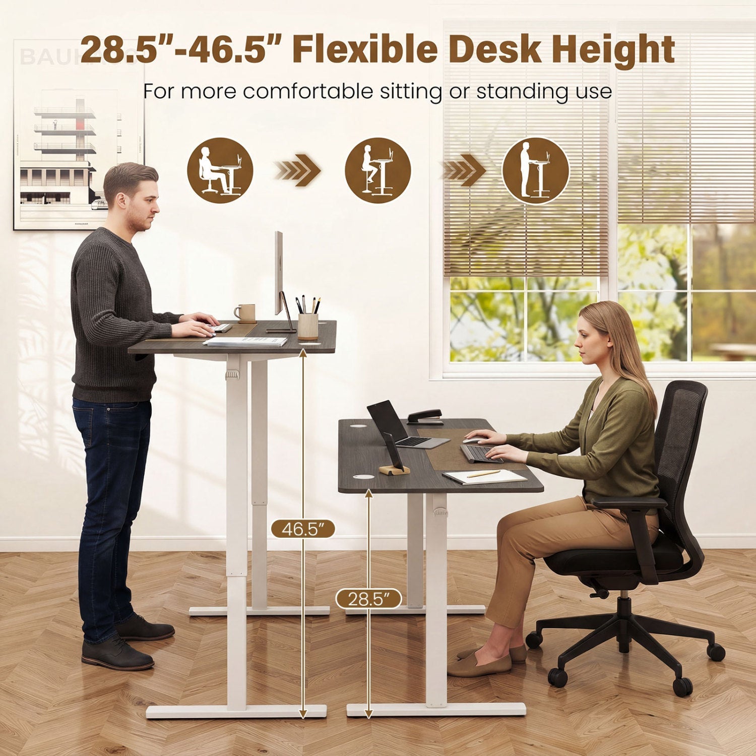 Electric Standing Desk 63x24 Inch with Memory Presets