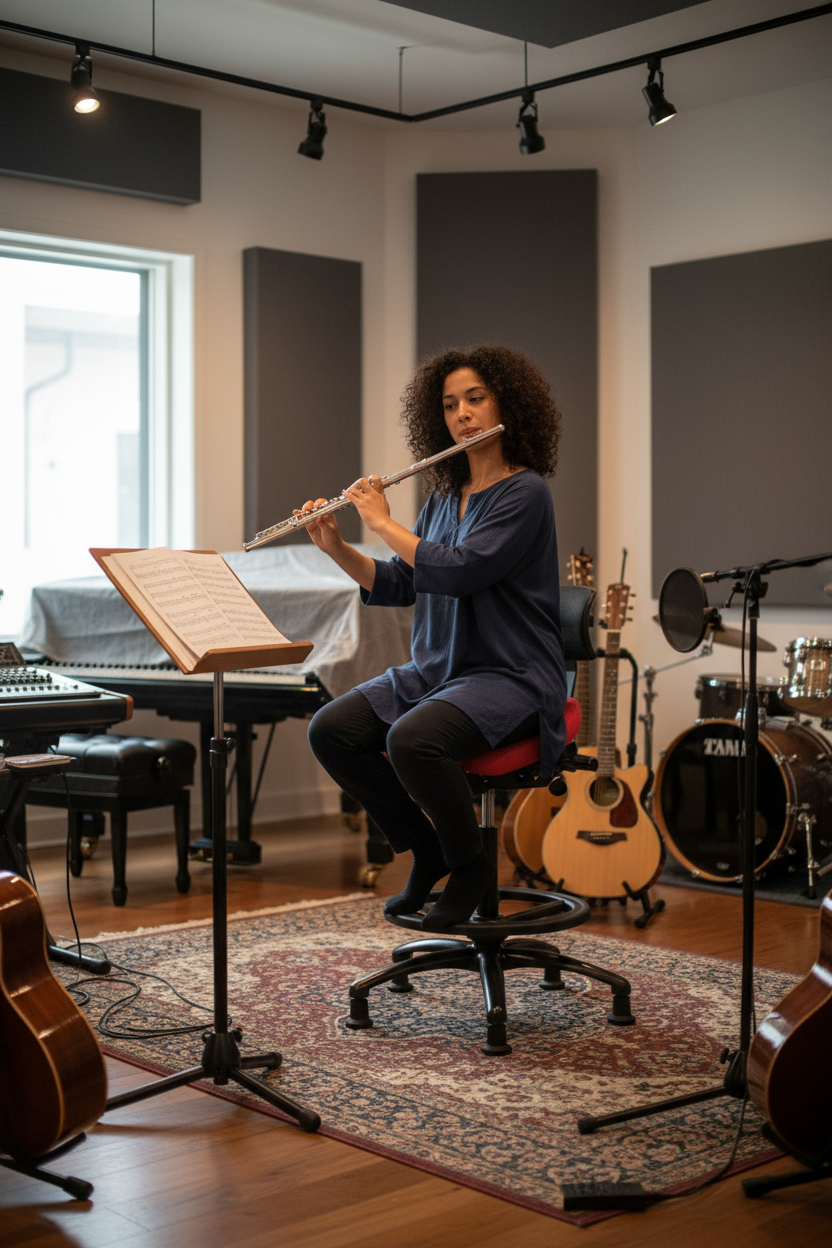 Performer Stealth Chair Series Studio Stool With Backrest