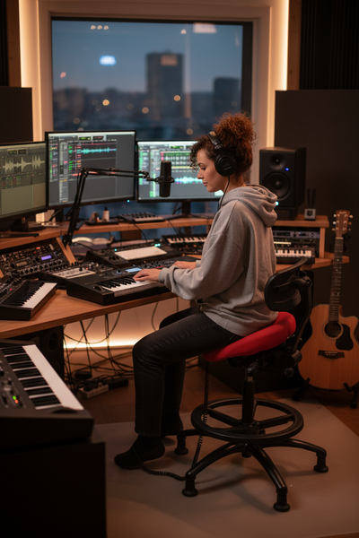 Performer Stealth Chair Series Studio Stool With Backrest